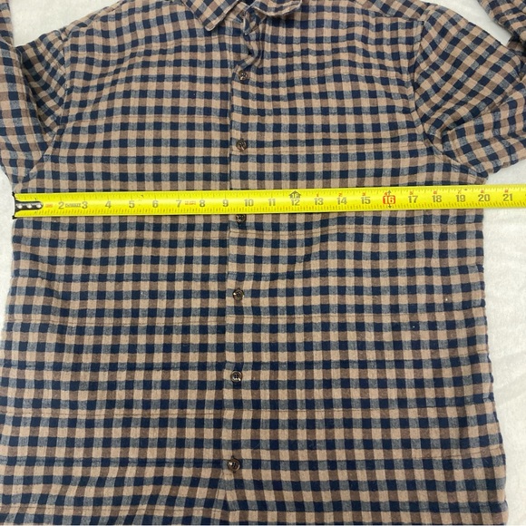Thomas Dean Mens Padded Plaid Shirt Jacket Navy Front Button Closure - Picture 9 of 15